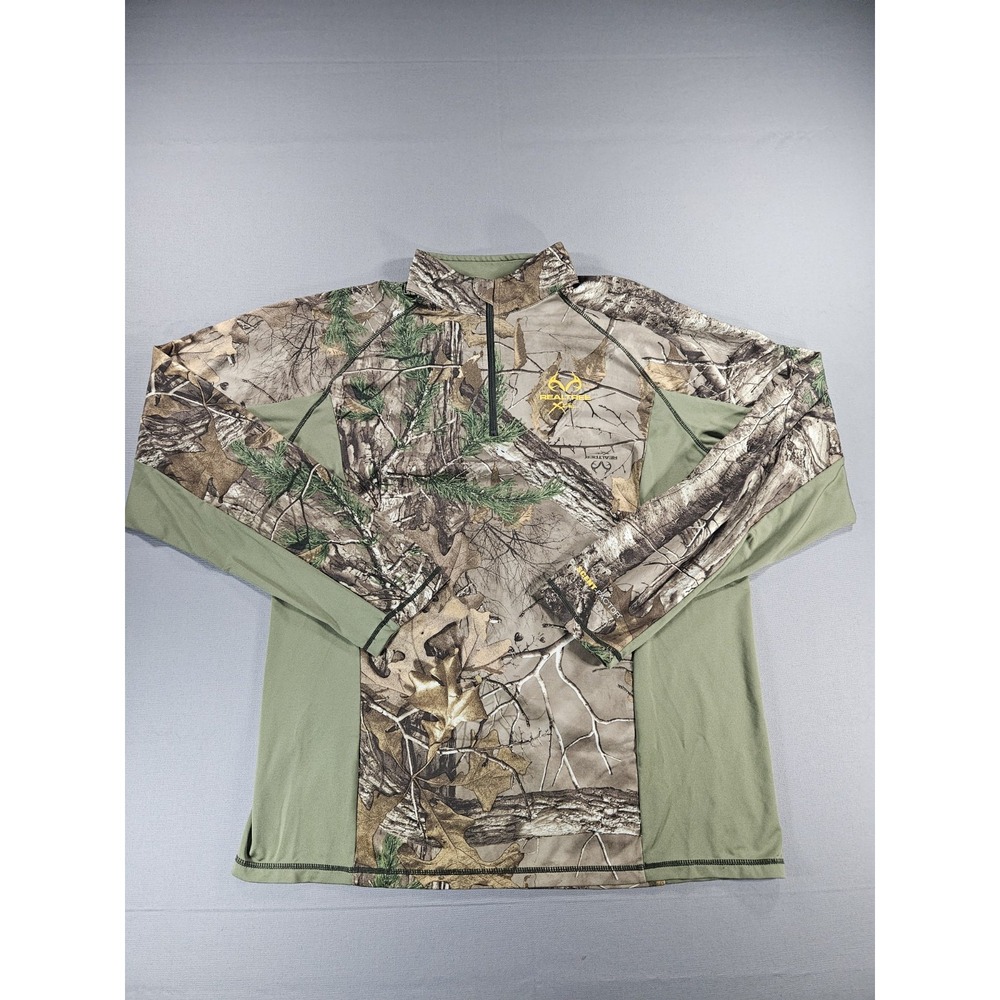 Realtree Scent Factor Mens Medium Camo 1/4 Zip Hunting Shirt PT5007 NWOT
